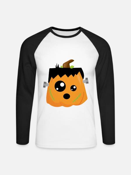 citrouille - T-shirt baseball manches longues Homme - blanc/noir