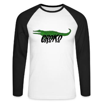 Croko - Unisex Baseballshirt langarm - Weiß/Schwarz - Vorne - Nik (191cm)