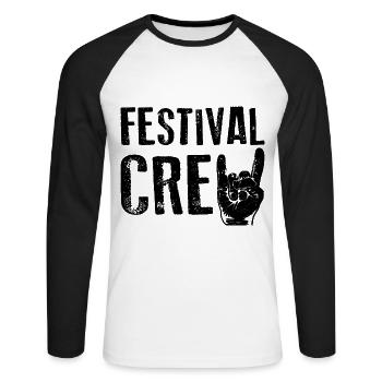 FESTIVAL CREW Party Music Celebration - Unisex Long Sleeve Baseball T-Shirt - white/black - Front - Nik (191cm)