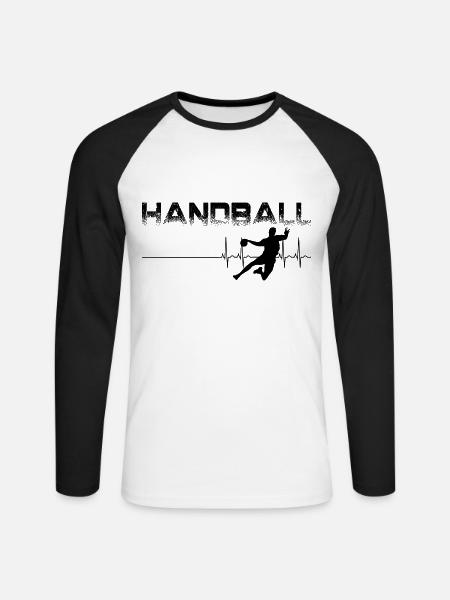 Handball - Unisex Baseballshirt langarm - Weiß/Schwarz