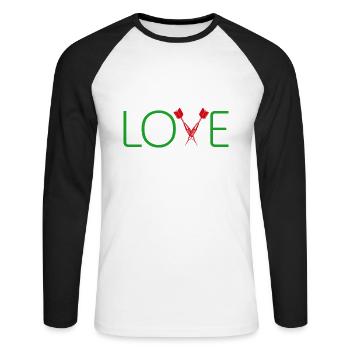 Darts Dart Love - Unisex Long Sleeve Baseball T-Shirt - white/black - Front - Nik (191cm)