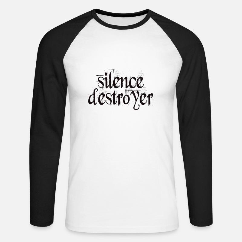 Silence Destroyer Zerstörer der Stille - Unisex Baseballshirt langarm - Weiß/Schwarz
