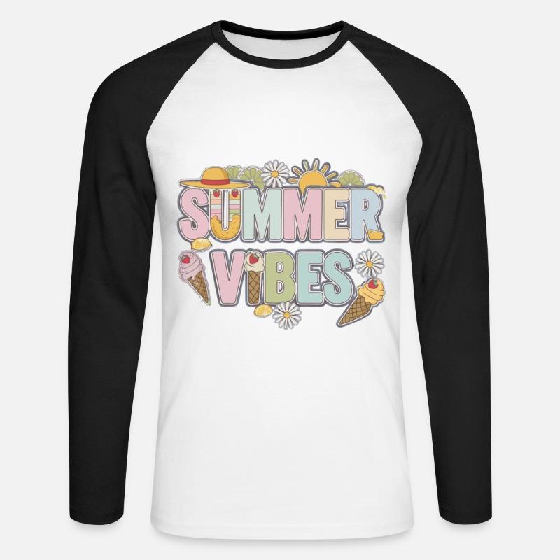 Boho Summer Vibes - Unisex Baseballshirt langarm - Weiß/Schwarz