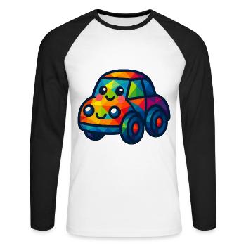 WPAP Polygon Kawaii Stil Baby Spielzeugauto - Unisex Baseballshirt langarm - Weiß/Schwarz - Vorne - Nik (191cm)