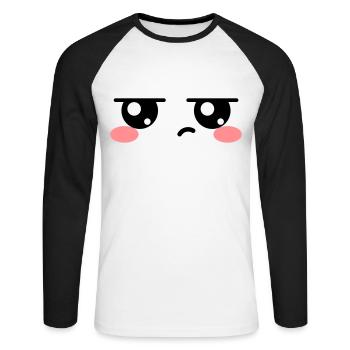 Genervte Augen Kawaii Süß - Unisex Baseballshirt langarm - Weiß/Schwarz - Vorne - Nik (191cm)
