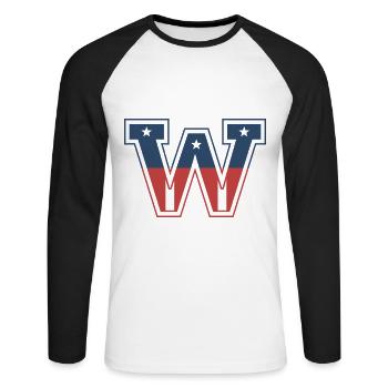 Lettre W ÉTATS-UNIS - T-shirt baseball manches longues Homme - blanc/noir - Devant - Nik (191cm)