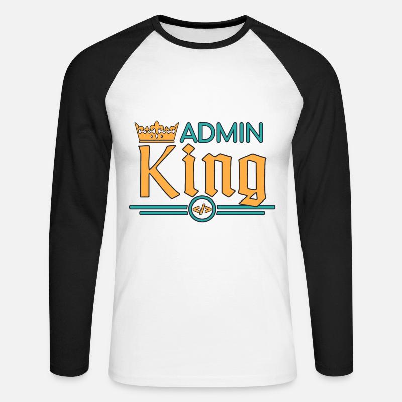 Admin King Administrator - Unisex Baseballshirt langarm - Weiß/Schwarz