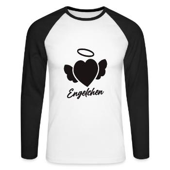 Engelchen mit Herz und Heiligenschein - Unisex Baseballshirt langarm - Weiß/Schwarz - Vorne - Nik (191cm)