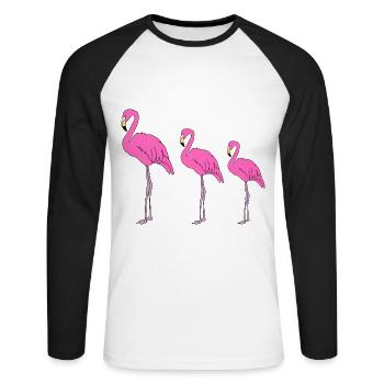 Flamingo Famille Mère Enfant Parent célibataire - T-shirt baseball manches longues Homme - blanc/noir - Devant - Nik (191cm)