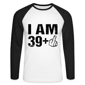 Je sur le 39+ 40ème anniversaire Humour 40 ans - T-shirt baseball manches longues Homme - blanc/noir - Devant - Nik (191cm)