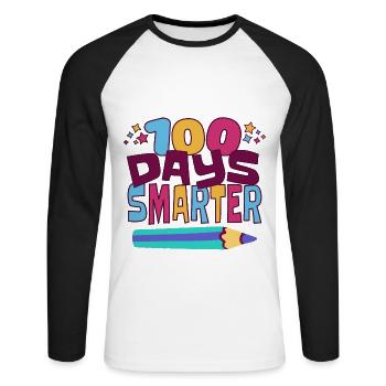 100 jours plus intelligents - T-shirt baseball manches longues Homme - blanc/noir - Devant - Nik (191cm)