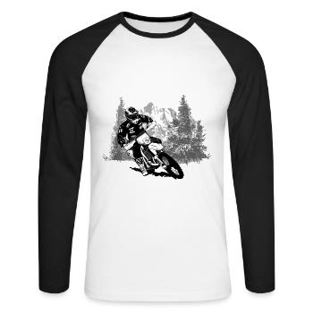 Enduro - offroad - motorcycle terrain sport - Unisex Long Sleeve Baseball T-Shirt - white/black - Front - Nik (191cm)