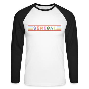 Senegal - T-shirt baseball manches longues Homme - blanc/noir - Devant - Nik (191cm)
