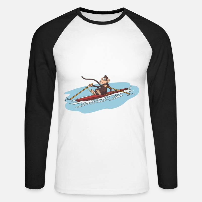 Einer Ruderer Affe Geschenk Idee - Unisex Baseballshirt langarm - Weiß/Schwarz