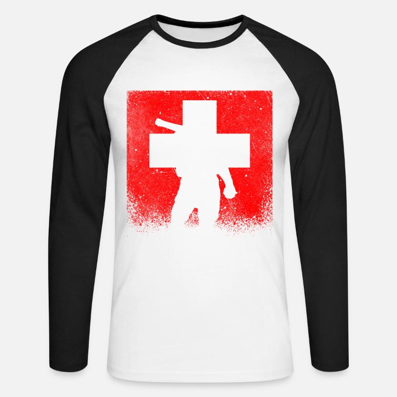 Tell - Schwiizer - Stolz - Unisex Baseballshirt langarm - Weiß/Schwarz