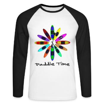 Clock Kayak 0005 - Unisex Baseballshirt langarm - Weiß/Schwarz - Vorne - Nik (191cm)