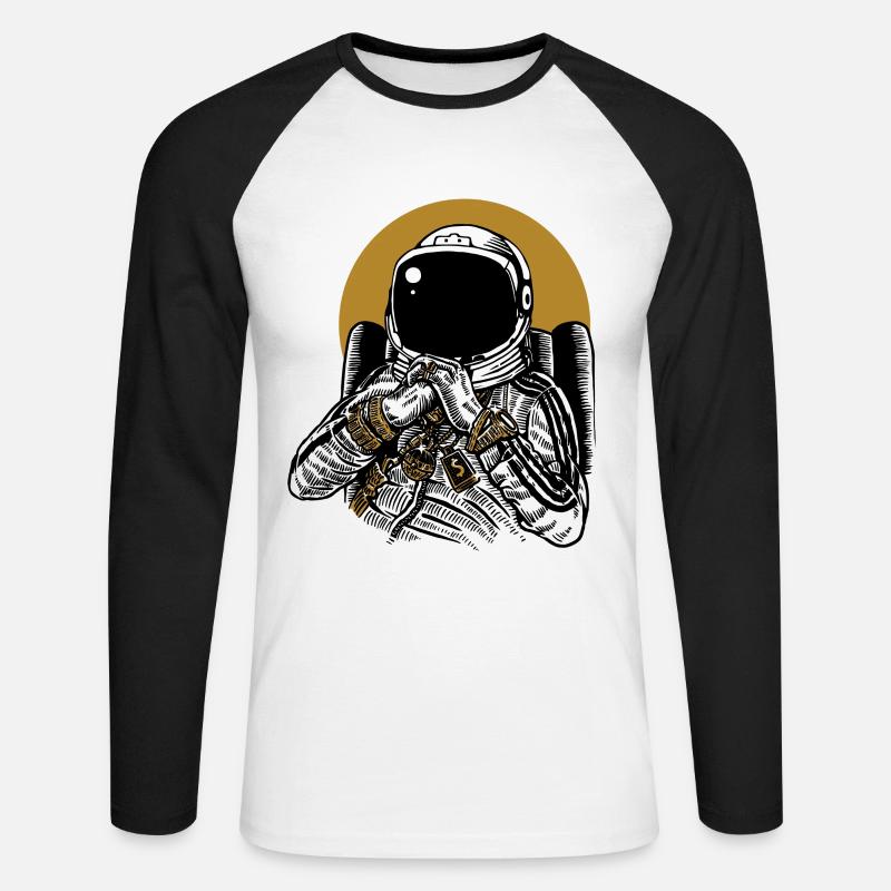 Space Dee Jay - Unisex Baseballshirt langarm - Weiß/Schwarz