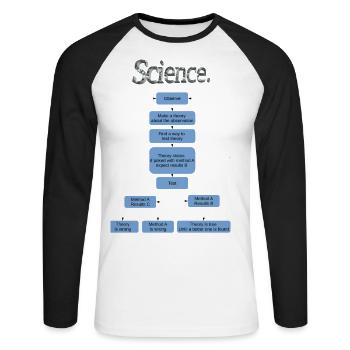 Science flowchart - Unisex Long Sleeve Baseball T-Shirt - white/black - Front - Nik (191cm)