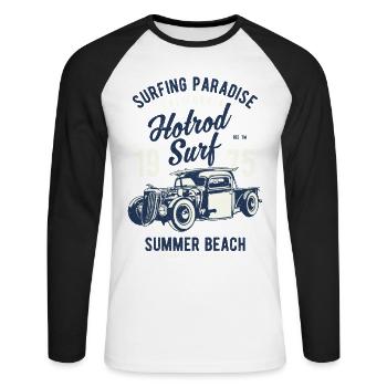 Auto Oldtimer - Unisex Baseballshirt langarm - Weiß/Schwarz - Vorne - Nik (191cm)