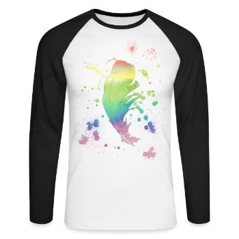 Feather Rainbow vintage shabby cool gift - Unisex Long Sleeve Baseball T-Shirt - white/black - Front - Nik (191cm)
