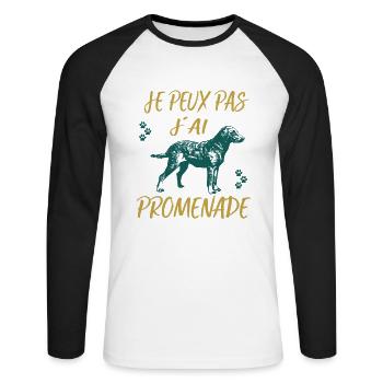 Hundeshirt • Ich gehe • Hundegeschenk - Unisex Baseballshirt langarm - Weiß/Schwarz - Vorne - Nik (191cm)