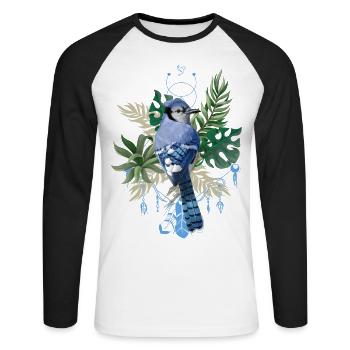 Tropical Bird Summer Gift Energy Flower Type - Unisex Long Sleeve Baseball T-Shirt - white/black - Front - Nik (191cm)