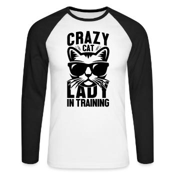 Chats fous - T-shirt baseball manches longues Homme - blanc/noir - Devant - Nik (191cm)