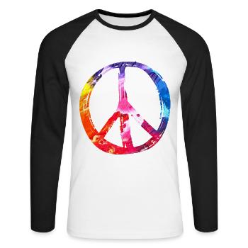 PEACE - Unisex Long Sleeve Baseball T-Shirt - white/black - Front - Nik (191cm)