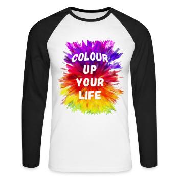 Colour Up Your Life - Unisex Baseballshirt langarm - Weiß/Schwarz - Vorne - Nik (191cm)