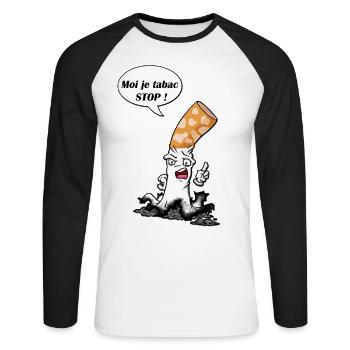 cigarette type 4 - Unisex Long Sleeve Baseball T-Shirt - white/black - Front - Nik (191cm)