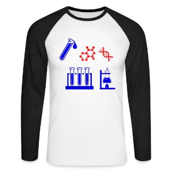 Laboratory Chemistry Biology blue-red - Unisex Long Sleeve Baseball T-Shirt - white/black - Front - Nik (191cm)