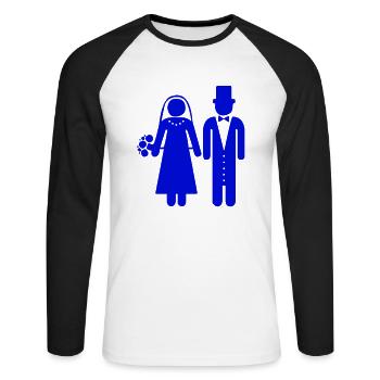 Bride groom wedding wedding couple at the altar - Unisex Long Sleeve Baseball T-Shirt - white/black - Front - Nik (191cm)