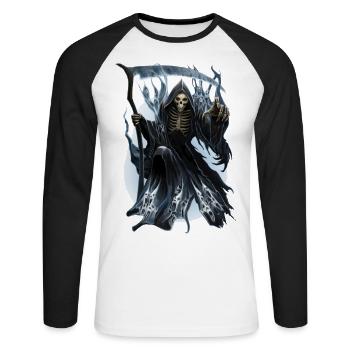 Spirit Reaper - Unisex Long Sleeve Baseball T-Shirt - white/black - Front - Nik (191cm)