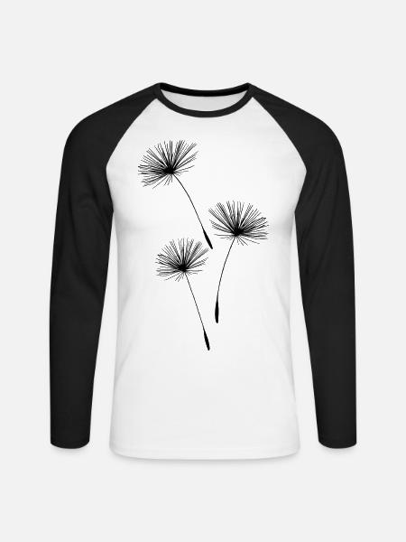 Pusteblume Dandelion Flower Blossoms - Unisex Long Sleeve Baseball T-Shirt - white/black