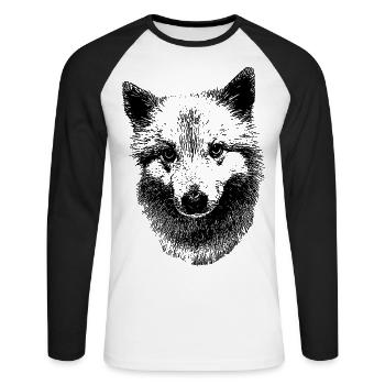 Iceland dog Icelandic Spitz - Unisex Long Sleeve Baseball T-Shirt - white/black - Front - Nik (191cm)