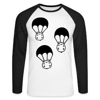 Cute Hamster Skydiver - Unisex Long Sleeve Baseball T-Shirt - white/black - Front - Nik (191cm)