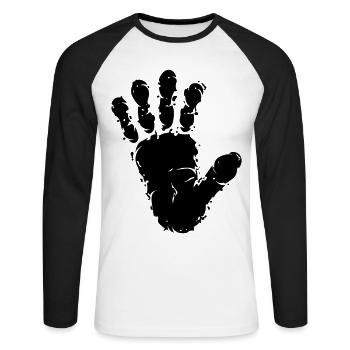 Monkey Primates Track Track Handprint - Unisex Long Sleeve Baseball T-Shirt - white/black - Front - Nik (191cm)
