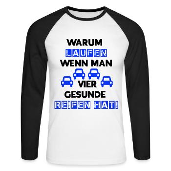 Auto Reifen schwarz blau - Unisex Baseballshirt langarm - Weiß/Schwarz - Vorne - Nik (191cm)