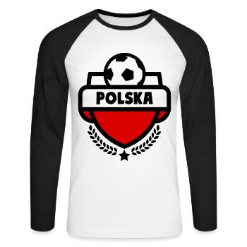 Football Pologne drapeau pays Équipe Fan - T-shirt baseball manches longues Homme - blanc/noir - Devant - Nik (191cm)