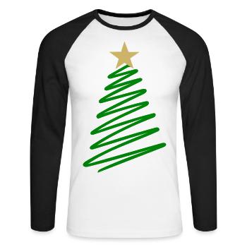 Christbaum Weihnachten Tanne - Unisex Baseballshirt langarm - Weiß/Schwarz - Vorne - Nik (191cm)