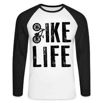 Bicycle Cyclist Bike Life - Unisex Long Sleeve Baseball T-Shirt - white/black - Front - Nik (191cm)