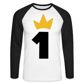 One Crown 1 An Bébé Premier Anniversaire - T-shirt baseball manches longues Homme - blanc/noir - Devant - Nik (191cm)