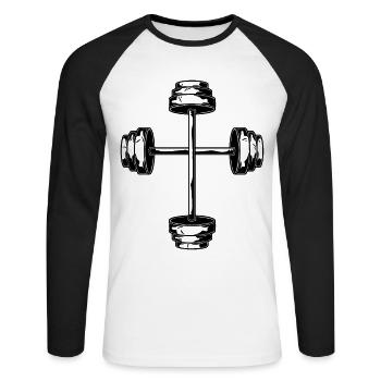 Dumbbell Cross Fitness Gym Weight Training - Unisex Long Sleeve Baseball T-Shirt - white/black - Front - Nik (191cm)