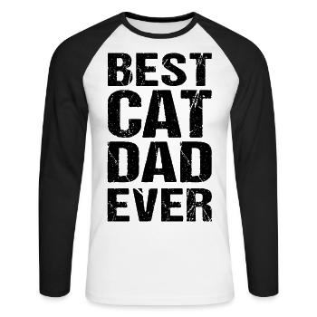 Meilleur chat papa jamais propriétaire de chat - T-shirt baseball manches longues Homme - blanc/noir - Devant - Nik (191cm)