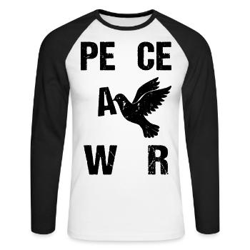 Paix Pas de guerre Colombe de la paix - T-shirt baseball manches longues Homme - blanc/noir - Devant - Nik (191cm)