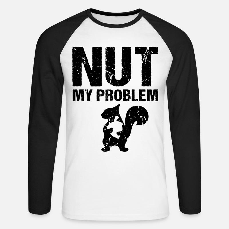 Nut My Problem Eichhörnchen - Unisex Baseballshirt langarm - Weiß/Schwarz