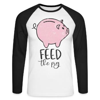 GELD SPAREN AKTIEN SCHWEIN SPARSCHWEIN SPAR MOTIV - Unisex Baseballshirt langarm - Weiß/Schwarz - Vorne - Nik (191cm)