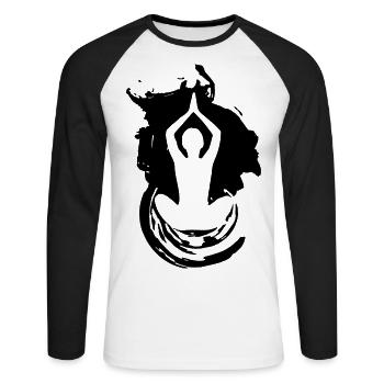 Yoga Art Meditation Fitness Yoga - Unisex Long Sleeve Baseball T-Shirt - white/black - Front - Nik (191cm)
