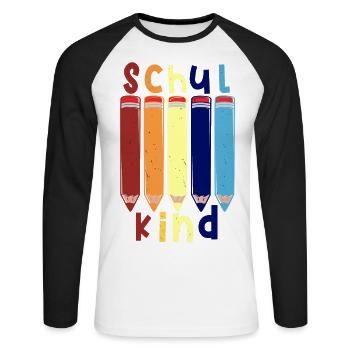 Stifte Schulkind 2022 Schulbeginn T shirt - Unisex Baseballshirt langarm - Weiß/Schwarz - Vorne - Nik (191cm)