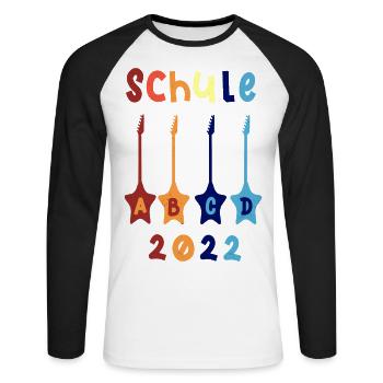 Schule 2022 ABCD Rockgitarre T shirt - Unisex Baseballshirt langarm - Weiß/Schwarz - Vorne - Nik (191cm)
